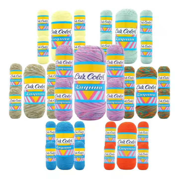 Lote 35 zepelines laguna algodón 100% LANAS LUZ COLOR – 100g y 400m por ovillo – Ideal para tejer, ganchillo y manualidades - 1