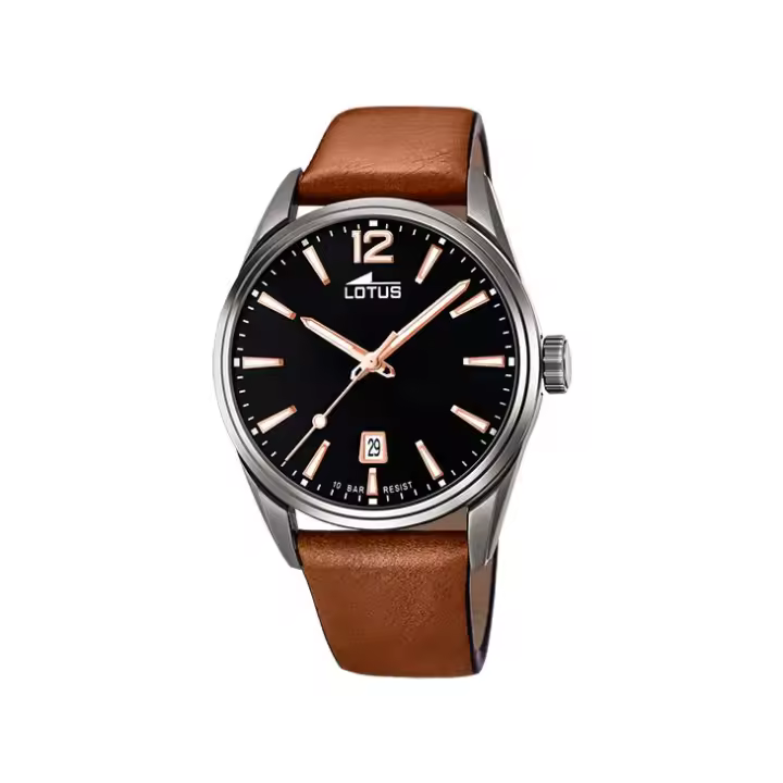 LOTUS 18685/2 RELOJ DE HOMBRE CORREA MARRÓN CAJA DE ACERO NEGRA - 1