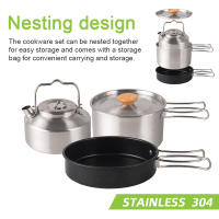 Juego De Cocina Para Camping Y Senderismo Con Olla Sartén Y Kettle Portátil De Acero Inoxidable Para Picnics Al Aire Libre - details 13