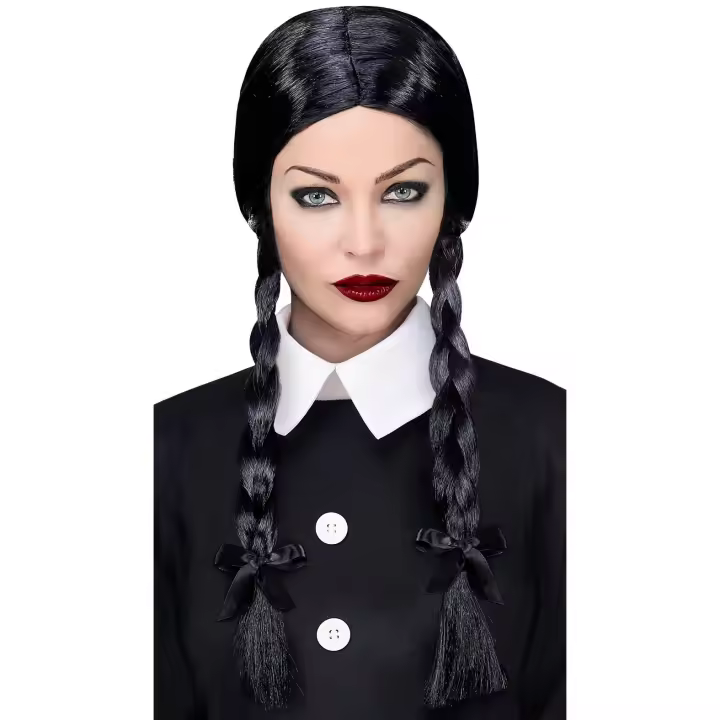 Widmann Peluca Miércoles Addams Negra Estilo Largo - Elemento Icónico Personaje - 1