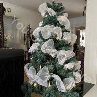 Cinta De Decoración Para Navidad 26cm 10 Yardas Dorada Y Plateada Mesh DIY Para Arbolito De Navidad Regalo De Boda - details 9