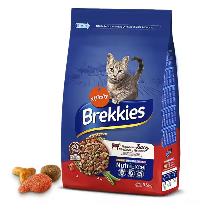 Pienso Brekkies Gatos Nutri Excel Buey, Comida para Gatos con Ternera, 3,5kg Pienso seco para Gatos - 1