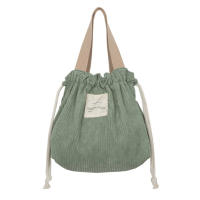 Bolsa De Almuerzo De Lona De Corduroy Con Cordón Bolsa De Picnic Ecológica De Algodón Pequeña Bandolera Contenedor De Comida Para Almuerzo Y Guardar Comida - details 6