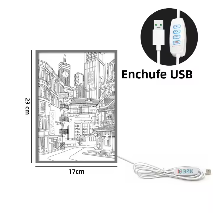 Lámpara De Noche LED Anime Vistas De Ciudad Bonitas Con Pintura HD Fosa Estrecha USB Con Enchufe Dimmer Decoración Romántica Para El Hogar - 1
