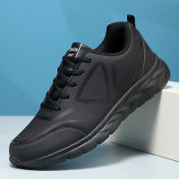 Zapatos De Correr Para Hombre Invierno Ligeros Confortables Antideslizantes Impermeables De Cuero Artificial Y Malla Suela De Goma - details 0
