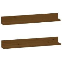 Estantes de pared 2 uds madera maciza de pino 80x11x9 cm Natural, Gris, Marrón miel Mueble Almacenaje Estantería para Oficina, Estudio, Dormitorio Estantería/Librería/ mueble de Almacenamiento - details 3
