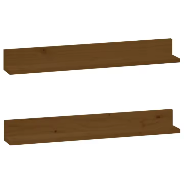 Estantes de pared 2 uds madera maciza de pino 80x11x9 cm Natural, Gris, Marrón miel Mueble Almacenaje Estantería para Oficina, Estudio, Dormitorio Estantería/Librería/ mueble de Almacenamiento - 1