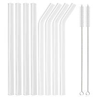 Juego De 8 Pajillas De Vidrio Reutilizable De Alta Borosilicato Para Smoothies Y Cocktails 12mm Pajilla Saludable Y Ecológica Con Cepillo Para Limpieza - details 1
