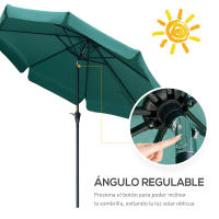 Outsunny Sombrilla de Jardín Ø266x248,5 cm Protección UV50+ Parasol de Aluminio Inclinable con Techo de Ventilación y Manivela para Terraza Balcón Exterior - details 3