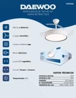 DAEWOO PREMIUM VENTILADOR DE TECHO CON LUZ 42/106D BLANCO -ASPAS RETRACTILES-MOTOR 30W LED 35W-3 TEMP REGULABLES DIMMABLE 6VELOCIDADES ULTRASILENCIOSO,FUNCION VERANO/INVIERNO -CONTROL APP,TEMPORIZADOR CALIDAD 100% GARANTIZADA - details 1