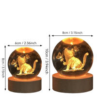 Lámpara De Noche De Cristal Con Grabado Láser 3D Mariposa Gato Canción Decoración De Vidrio Pulido Moderna Regalo De Navidad - details 5