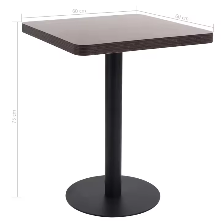 vidaXL Mesa de jardín bistró MDF marrón oscuro 60x60 cm - 1