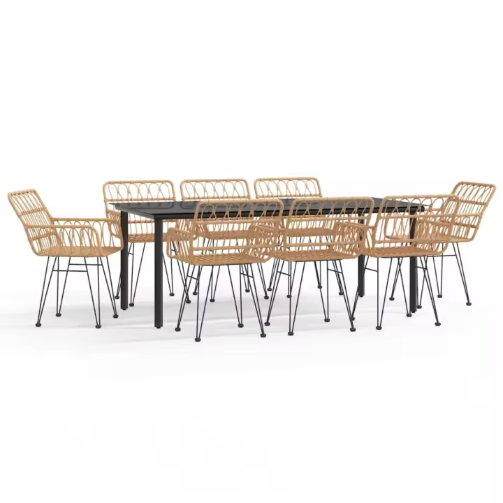 vidaXL Juego de comedor de jardín 9 piezas ratán sintético - 1