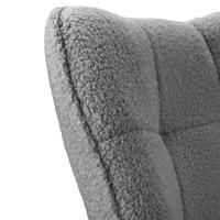 Sillón Mecedora de Borreguito Gris, Butaca Relax con Respaldo Alto, Reposabrazos y Patines de Madera - details 0