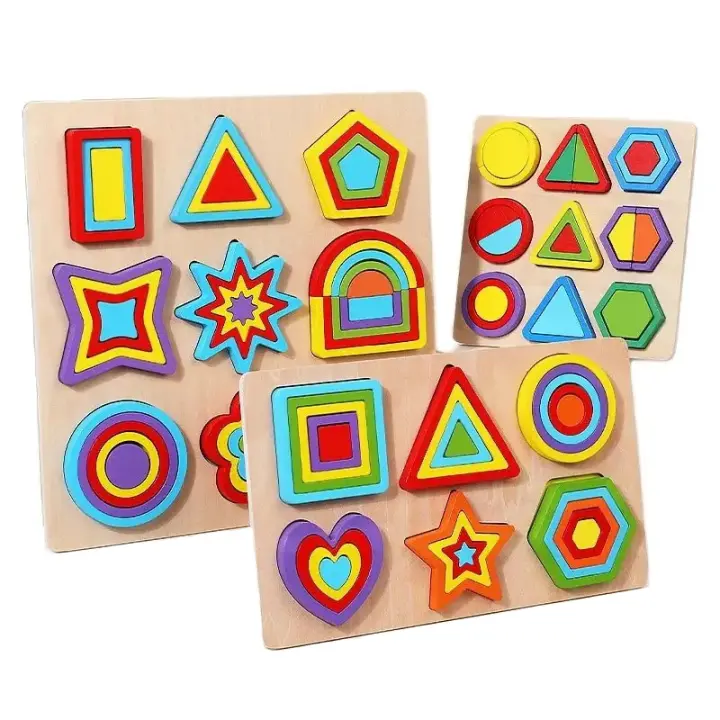 Juegos Educativos De Madera Con Formas Geométricas Colores Montessori Para Niños Juguete De Razonamiento 3D Para Niños Pequeños - 1