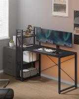Escritorio con Estantes Ajustables a Derecha o Izquierda - Mesa de Ordenador para Oficina en Casa o Estudio, Fácil Montaje, Negro Ébano o Marrón Rústico, 137 cm de largo - details 8