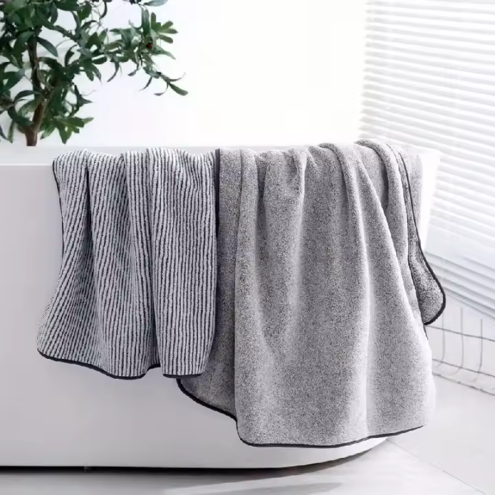Toalla De Baño Grande De Fibra De Bambú Con Carbón Activado Y Velours Coral Antibacteriana Absorbente Para Adultos Gimnasio Deportes Estilo Sólido - 1