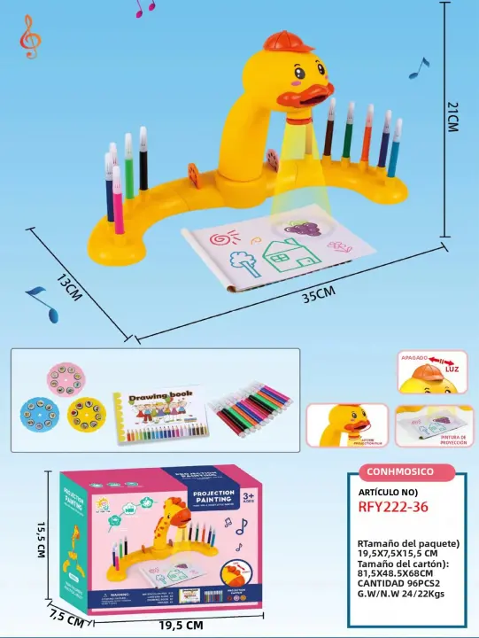Mesa De Dibujo Para Niños Con Proyección Y Luz Tablero De Dibujo Magnético Educativo Juguete Científico Y Educativo Con Música En Estilo Giraffe - 1