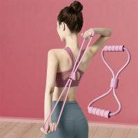 Cinta De Resistencia Elástica Para Ejercicio De Fitness 1 Pieza Desarrollador De Pecho Con Ocho Caracteres Equipo De Entrenamiento De Manguera De Tensión Para Mujer - details 2