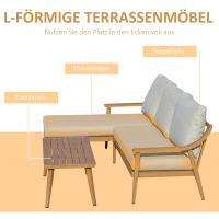 Conjunto de muebles de Jardín Outsunny, para 3 personas, Con sofá Doble chaise longue y Mesa, Diseño de trinquete weatherproof, ideal a parterrrazas y Balconies - details 3