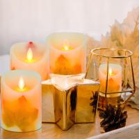 Velas LED de hoja de Arce, Juego de 3, Velas Blancias Cálidos sin llama, funcionian con Pilas con mecha parpádeante, remote control Y temporizador para decoración, de Boda Vela (hoja de Arce) - details 0