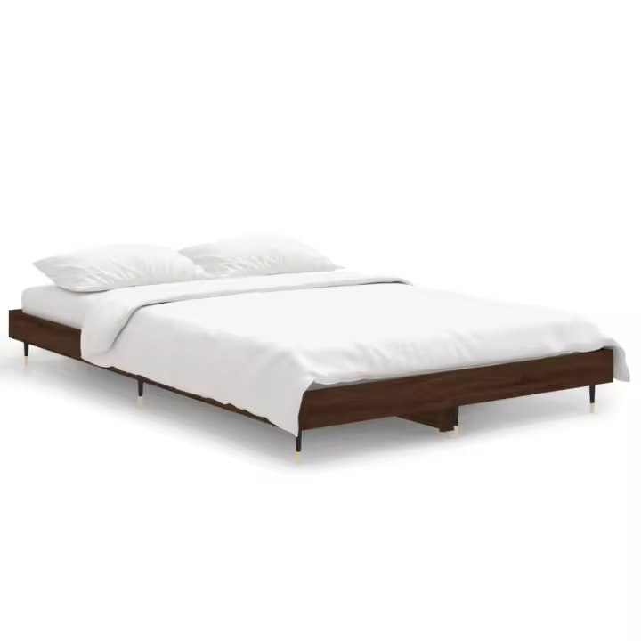 vidaXL Estructura de cama madera contrachapada marrón roble 120x190 cm - 1