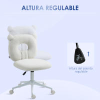 HOMCOM Silla de Escritorio Moderno de Borreguillo Silla Giratoria Infantil con Asiento Ajustable en Altura y Respaldo en Forma de Oso Carga 120 kg - details 0