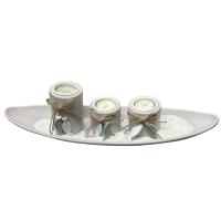 Bandeja con 3 portavelas de Madera con corazón y Arena Blanca 24 cm, Velas Decorativas jardín, baño, Bodas, decoración Vintage hogar - details 2