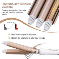 Rizador De Pelo Automático Con Tres Tubos Herramienta De Enrollado Para Cabello Seco Temperatura Máxima De 220 °C - details 2