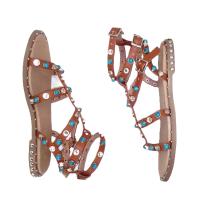 EXE_SANDALIA PLANA COLOR CUERO CON TACHAS Y PIEDRAS AZUL TURQUESA - details 0