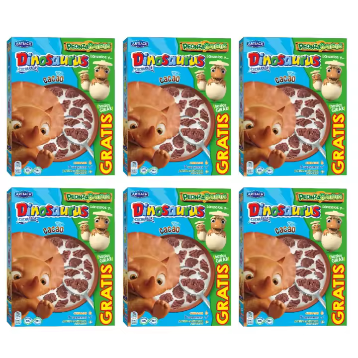 ARTIACH Dinosaurus Galletas a Cucharadas Cacao 320gr Caja 6 Paquetes - 1