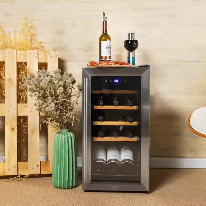 Cecotec Vinoteca Bolero Grandsommelier 1550 Inox Compressor, 15 botellas de capacidad, Puerta y tirador inox, Alto rendimiento - 1