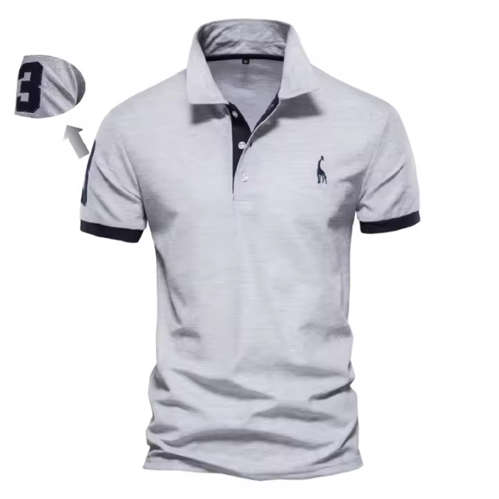 Camisa Polo De Hombre AIOPESON Con Bordado Algodón 35% Estilo Casual Slim Fit Color Sólido Moda Verano Transpirable Con Botones - 1
