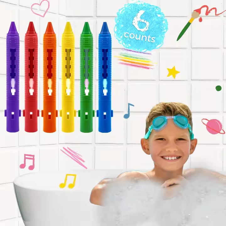 Juego De Lápices De Baño Lavables Para Niños Marcadores De Ducha Coloridos Fácil De Limpiar Arte Y Manualidades En El Baño - 1