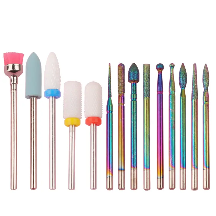 Juego Profesional De 14 Piezas De Bit De Uñas De Cerámica Para Manicura Eléctrica Acrílicas Y Cutículas Accesorios De Herramientas De Uñas - 1