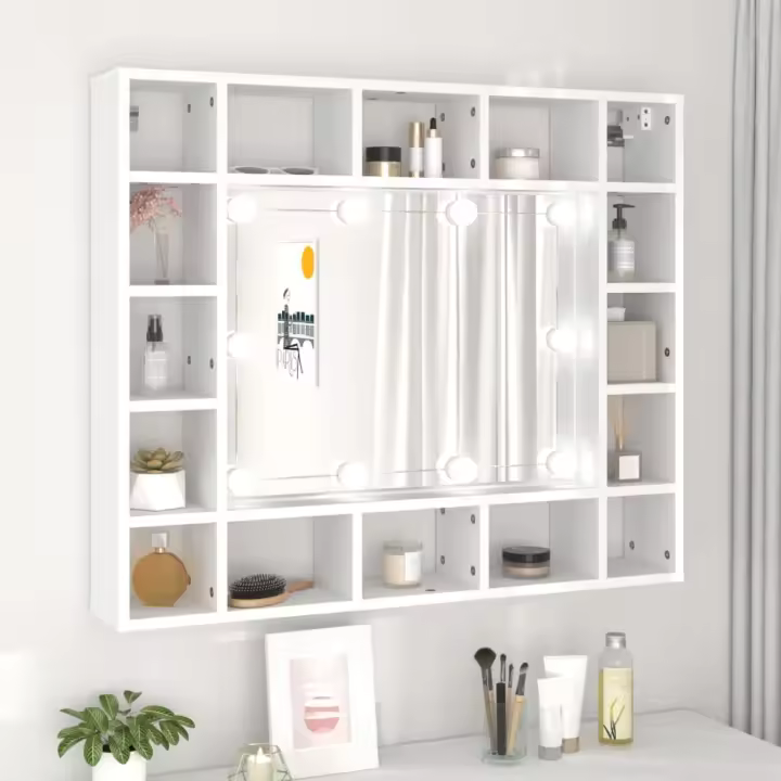 vidaXL Mueble con espejo y LED blanco 91x15x76,5 cm - 1