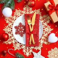20PCS Alfombrillas De Navidad Con Forma De Copo De Nieve Para Restaurante Y Hotel Decoración De Mesa Ecológicas Redondas Para Hogar - details 2