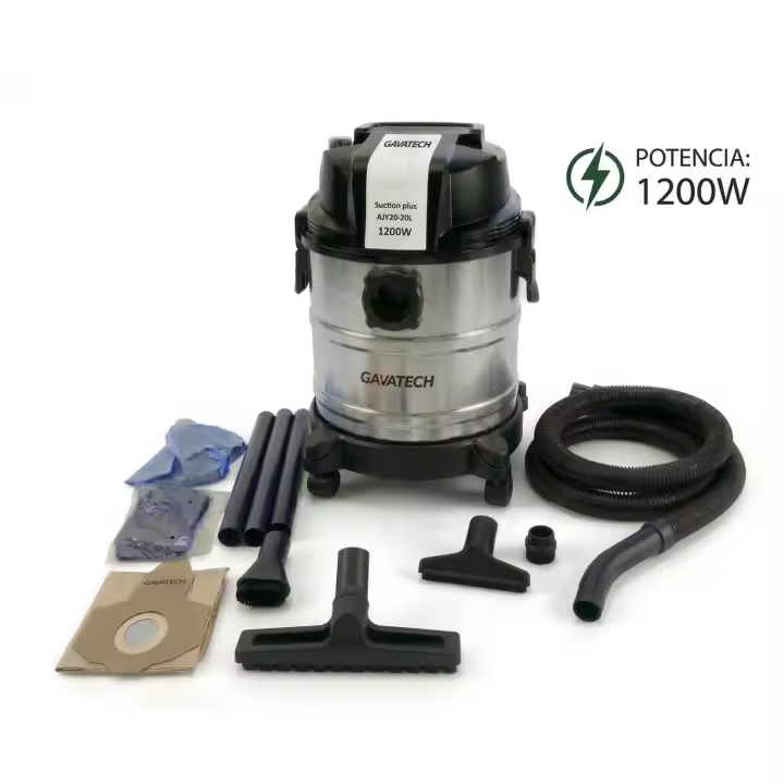 GAVATECH AJV20-20L – Aspirador de Seco y Mojado de 20 Litros, 1200W con Cuerpo de Chapa, Cable de 3m y Función de Soplado. - 1
