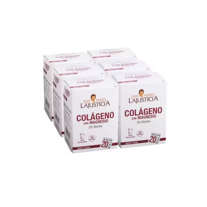 Ana María Lajusticia Pack 6 Colágeno Magnesio Fresa 20 Sticks - Saludable para la Piel - 1