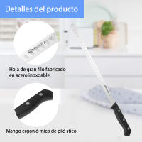 DESEOS POM Cuchillo Jamonero Alveolado Profesional | 40.5 cm | Acero inoxidable | Mango ergonómico de POM | Punta redonda - details 1