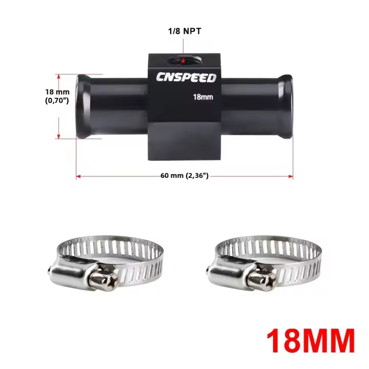 Adaptador De Tubo De Temperatura Negro Para Radiador 1/8Npt Joint De Agua 18mm 20mm 22mm 24mm Sensor De Temperatura Adaptador De Tubo De Agua - 1