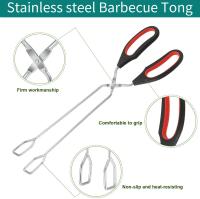 Pinzas de cocina de acero inoxidable con mangos suaves, pinzas multifuncionales para alimentos, pinzas para carbón de barbacoa, pinzas alargadas de 13 pulgadas - details 1
