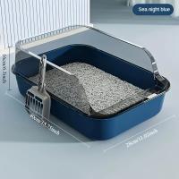 Caja De Arena Para Gatos Semi-Apellada Con Antisalpicaduras Fácil De Limpieza Con Palita Para Limpieza De Gatos Material De Plástico - details 7