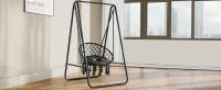 Silla Colgante con Soporte, Hamaca Colgante Exterior con Cojín 85x92x153cm, Soporte de Hamaca de Acero Resistente con Capacidad de 100kg para Dormitorio, Patio y Jardín, Gris - details 0