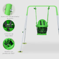 Outsunny Columpio Infantil de Acero Columpio para Niños de 6-36 Meses con Respaldo y Cinturón de Seguridad para Interiores y Exteriores Carga Máx. 25 kg 122x146x122 cm Verde - details 4