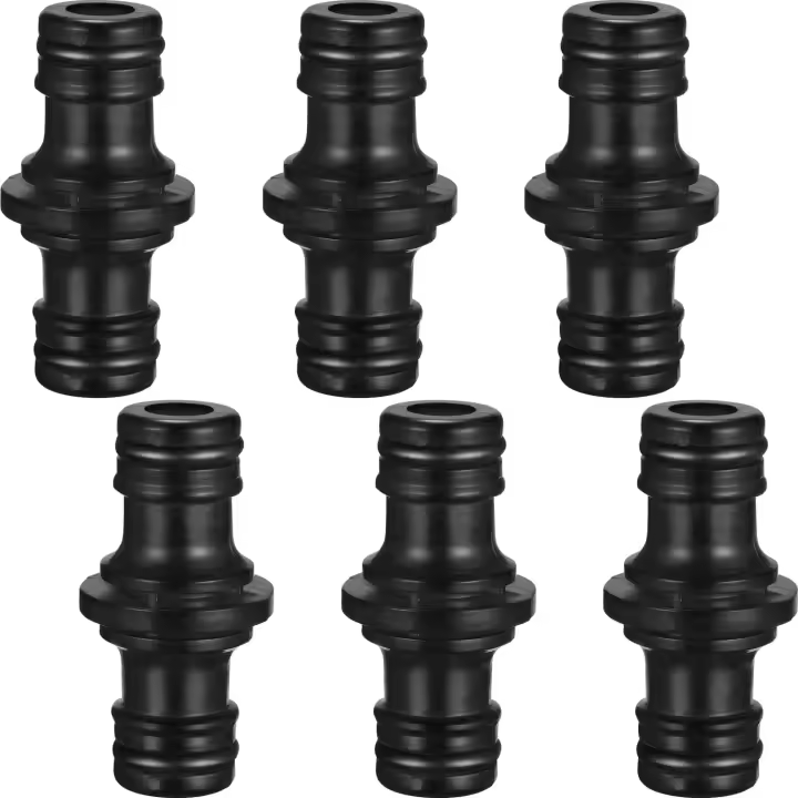 6 Pieces Double Male Hose Connector Hose Fittings for Join Garden Hose Tube (Black) - 1