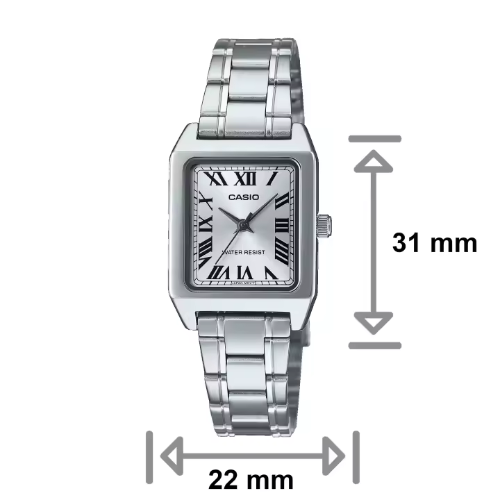 Reloj Casio LTP-B150D-7BEF Analógico Rectangular Plateado para Mujer. - 1
