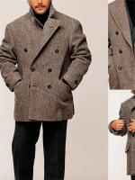 Chaleco De Hombros Rayados Marrón Para Hombre Traje Casual Dos Pares De Manos Ropa De Escenario Material De Algodón Y Lana Estilo Inteligente Casual - details 1