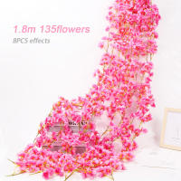 Guirnalda De Flores Artificiales De Seda Rosa De Cerezo 1.8m Para Decoración De Casamiento Fiesta Hogar Jardín Arco Fondo - details 5