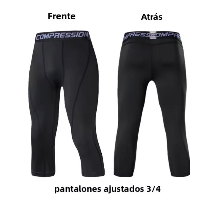 Pantalones Cortos De Deporte Para Hombre 3/4 Ajustados Elásticos Y Compresivos Para Gimnasio Correr Baloncesto Fútbol - 1